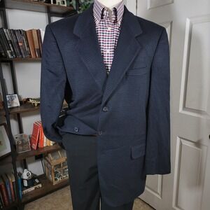 Alexander Lloyed Men's Sport Coat three Button Soft Navy‎ Black Houndstooth 44XL